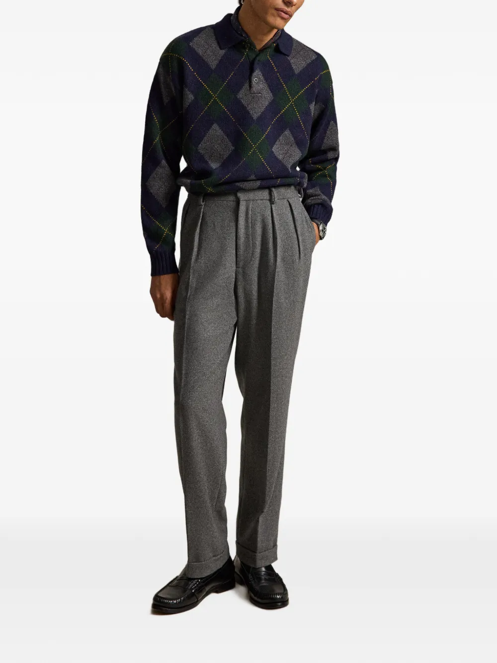 Polo Ralph Lauren Ruimvallende trui van argyle-wol-mohair Blauw