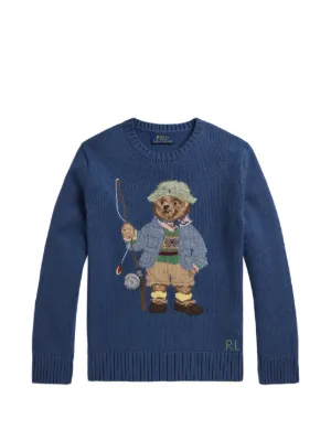 POLO RALPH LAUREN KIDS Dog Motif Knit Sweater | Blue | FARFETCH ZA