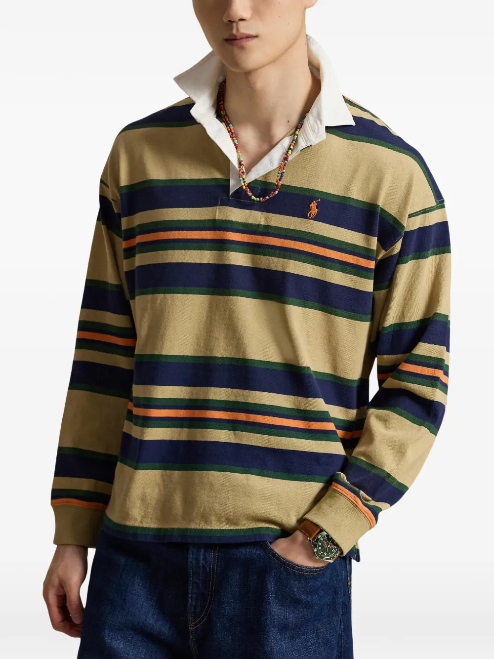 Polo Ralph Lauren Gestreepte katoenen trui Beige
