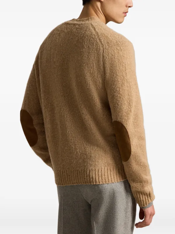 【ウールカーディガン、エルボーレザー】ラルフローレンエルボーパッチユニセックス. Polo Ralph Lauren エルボーパッチ カーディガン | ニュートラル