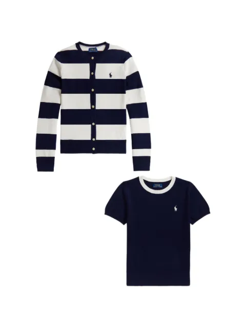 POLO RALPH LAUREN KIDS Set T-shirt e cardigan a righe