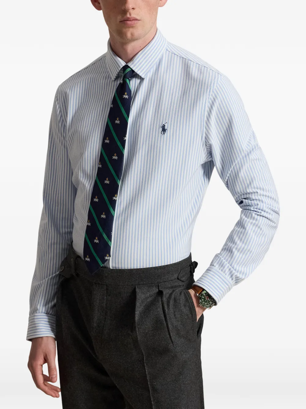 Polo Ralph Lauren Gestreept stretch gebreid Oxford overhemd Wit