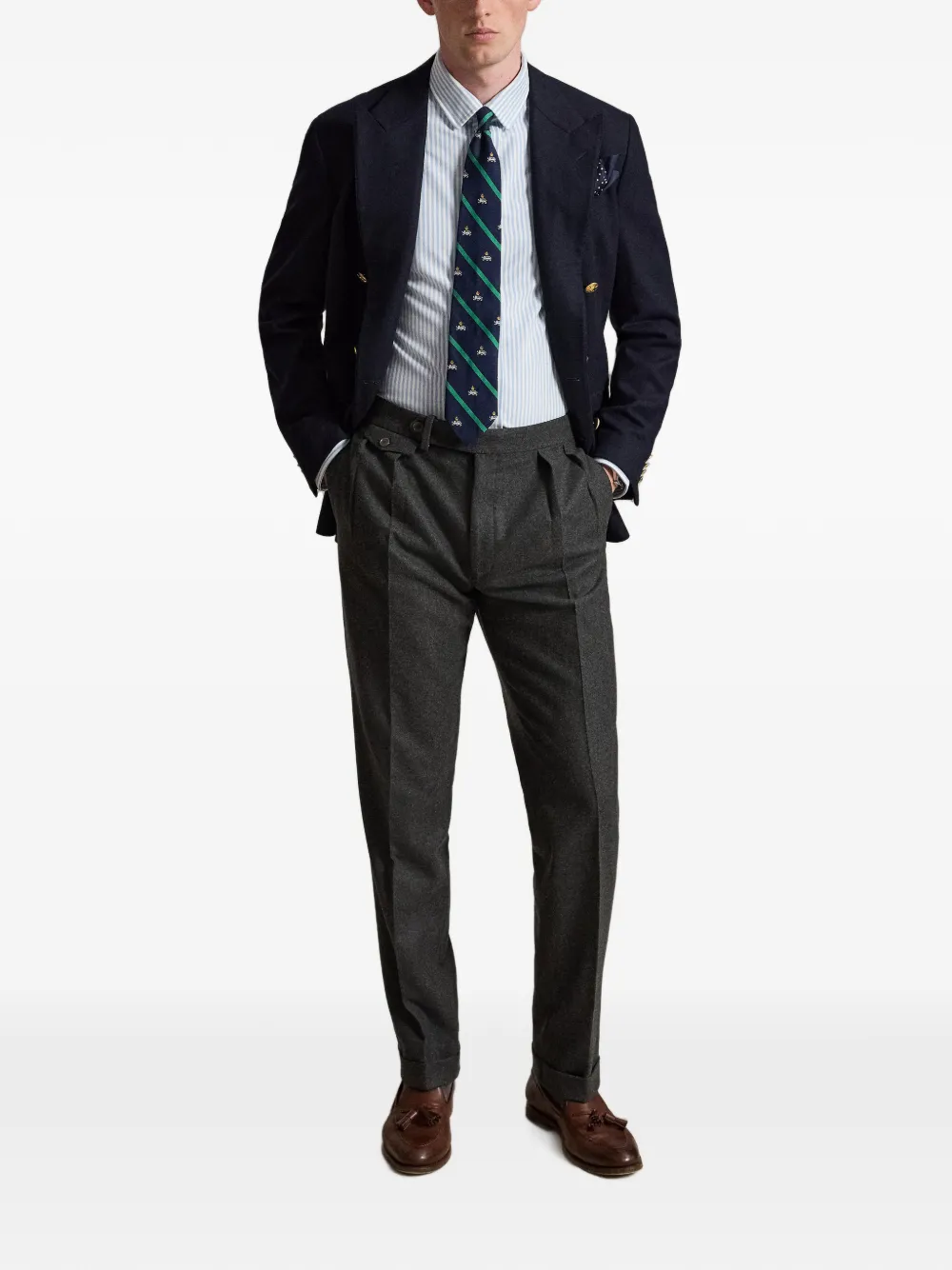 Polo Ralph Lauren Gestreept stretch gebreid Oxford overhemd Wit