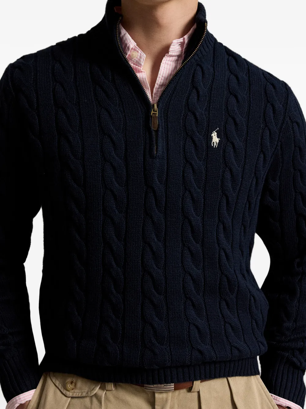 Polo Ralph Lauren Trui met borduurwerk en halve rits Blauw