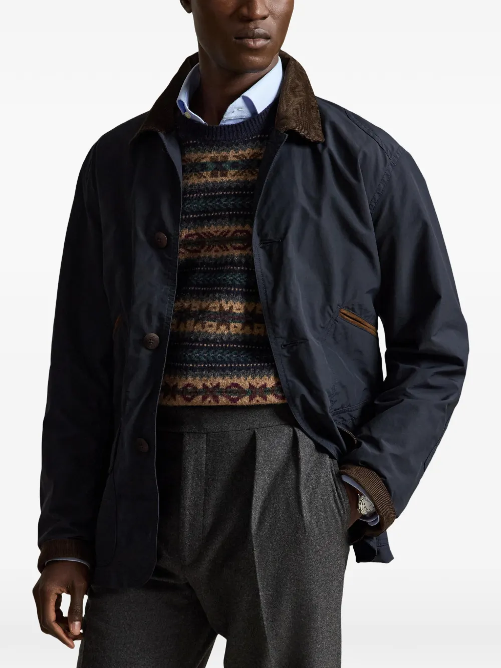 Polo Ralph Lauren Jack met ribfluwelen kraag Blauw