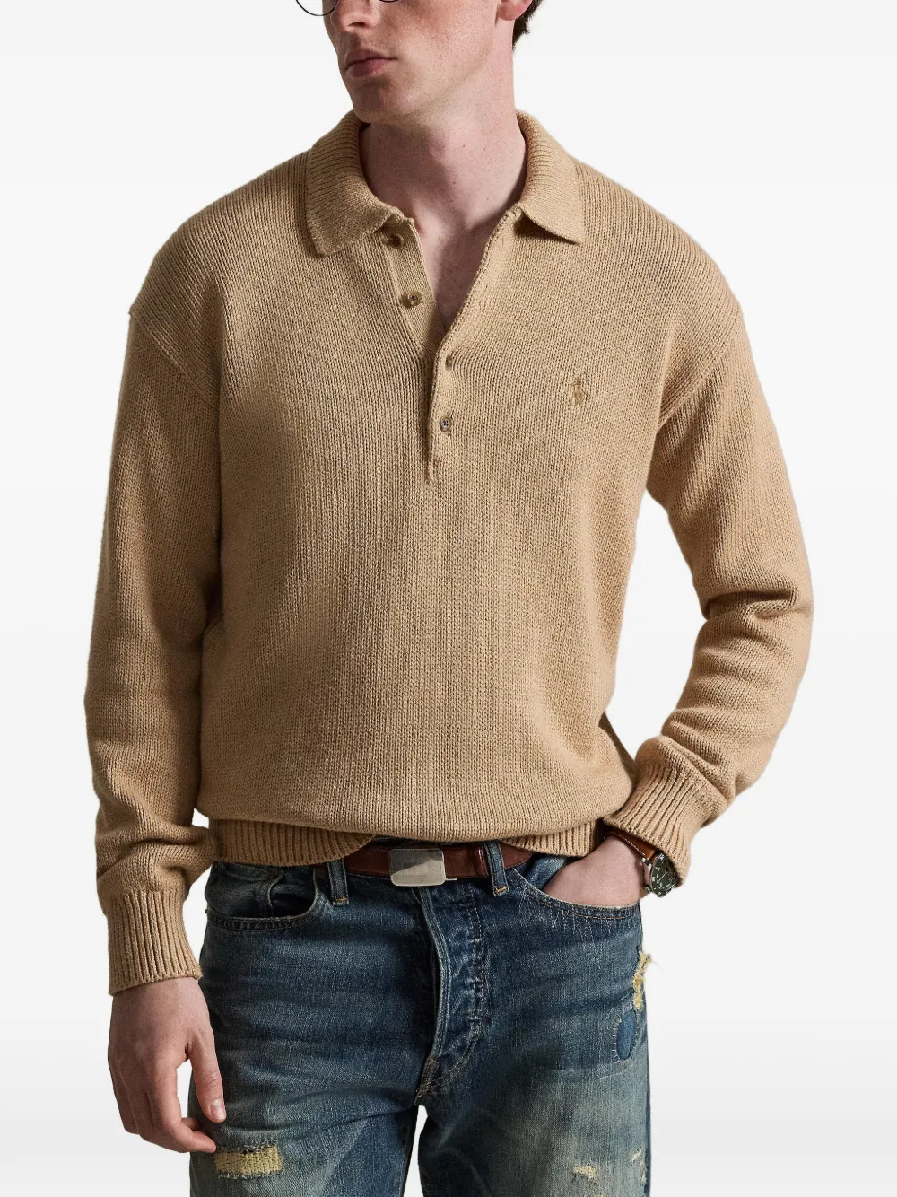 Polo Ralph Lauren Sweater met geborduurd logo Bruin