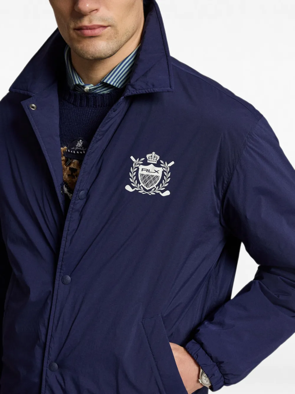 RLX Ralph Lauren crest-print bomber jacket Blauw