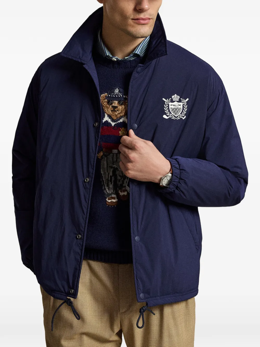 RLX Ralph Lauren crest-print bomber jacket Blauw