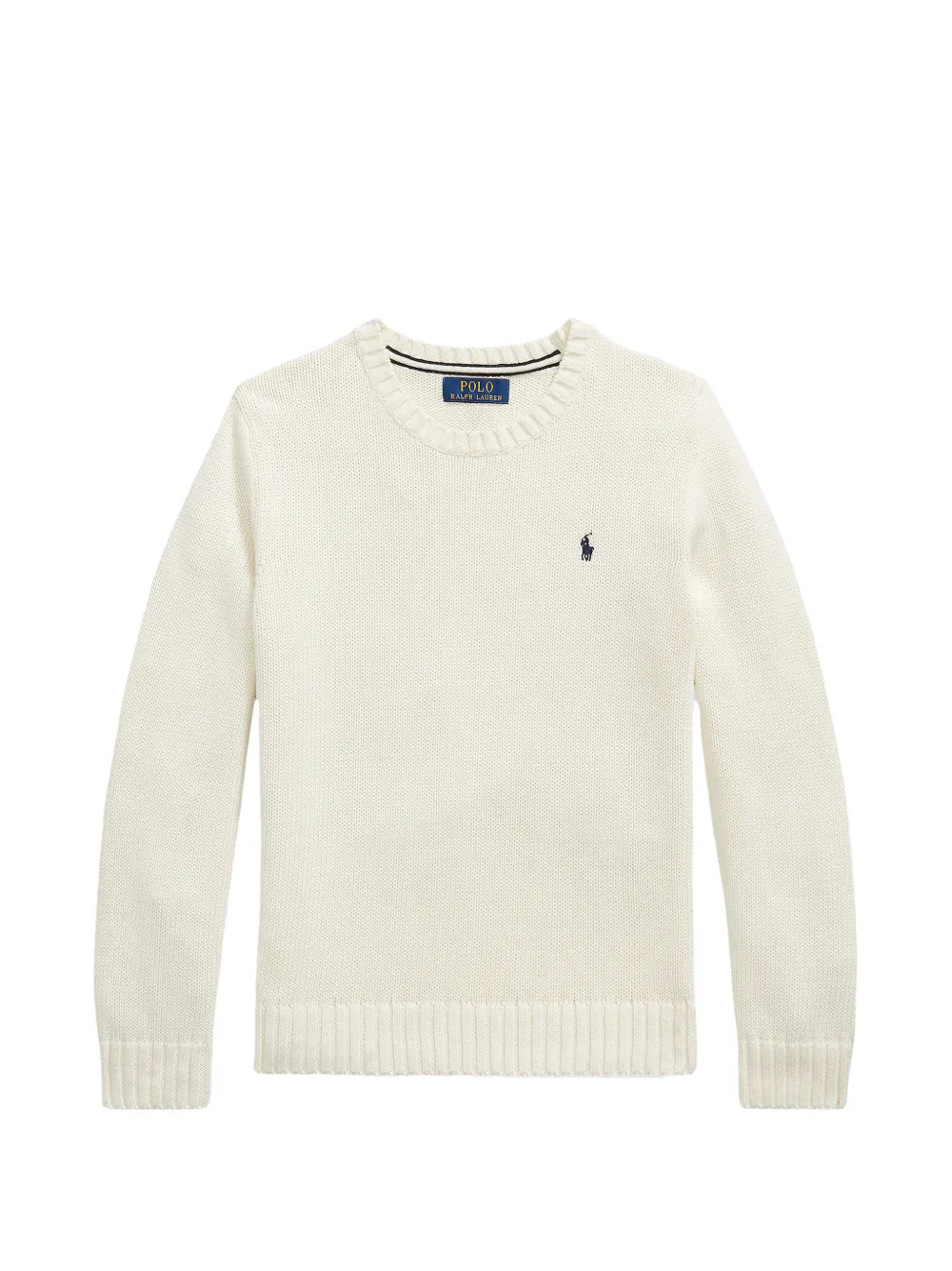 POLO RALPH LAUREN KIDS embroidered-logo crew-neck sweater - Toni neutri