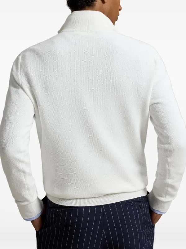 Polo Ralph Lauren mesh-knit Cotton quarter-zip Sweater | White Polo Ralph Lauren mesh-knit Cotton quarter-zip Sweater | White