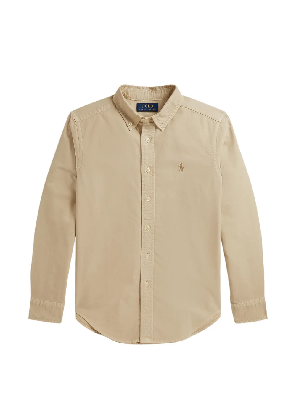 POLO RALPH LAUREN KIDS logo-detail cotton oxford shirt - Toni neutri