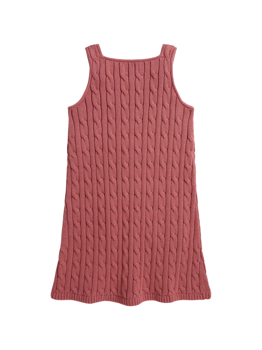 POLO RALPH LAUREN KIDS Kabelgebreide jurk met knoopbandje Roze