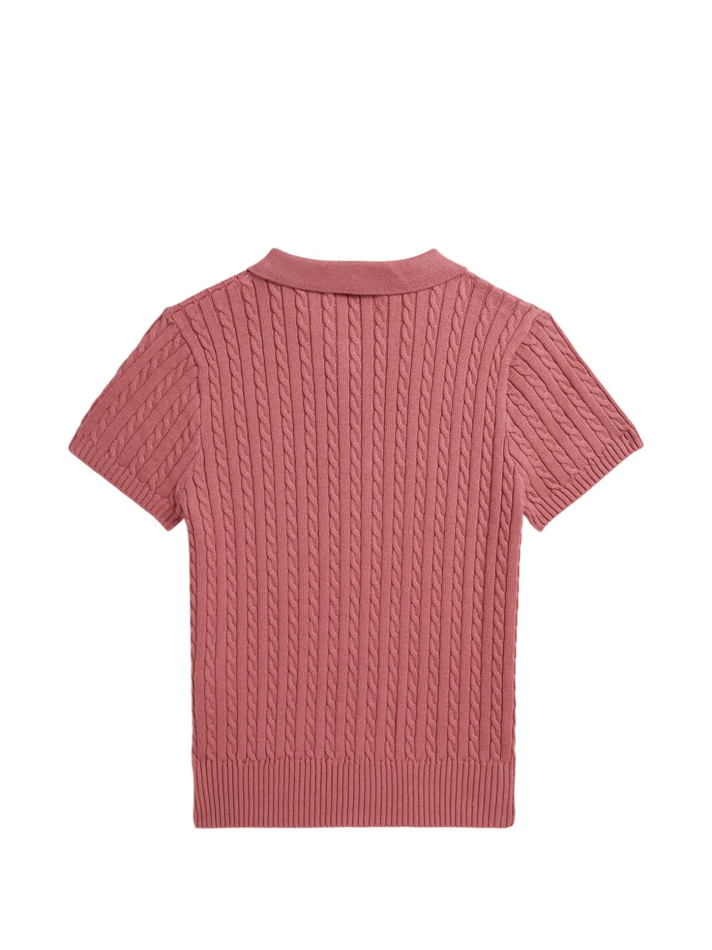 POLO RALPH LAUREN KIDS Kabelgebreid poloshirt met Polo Pony-borduurwerk Roze
