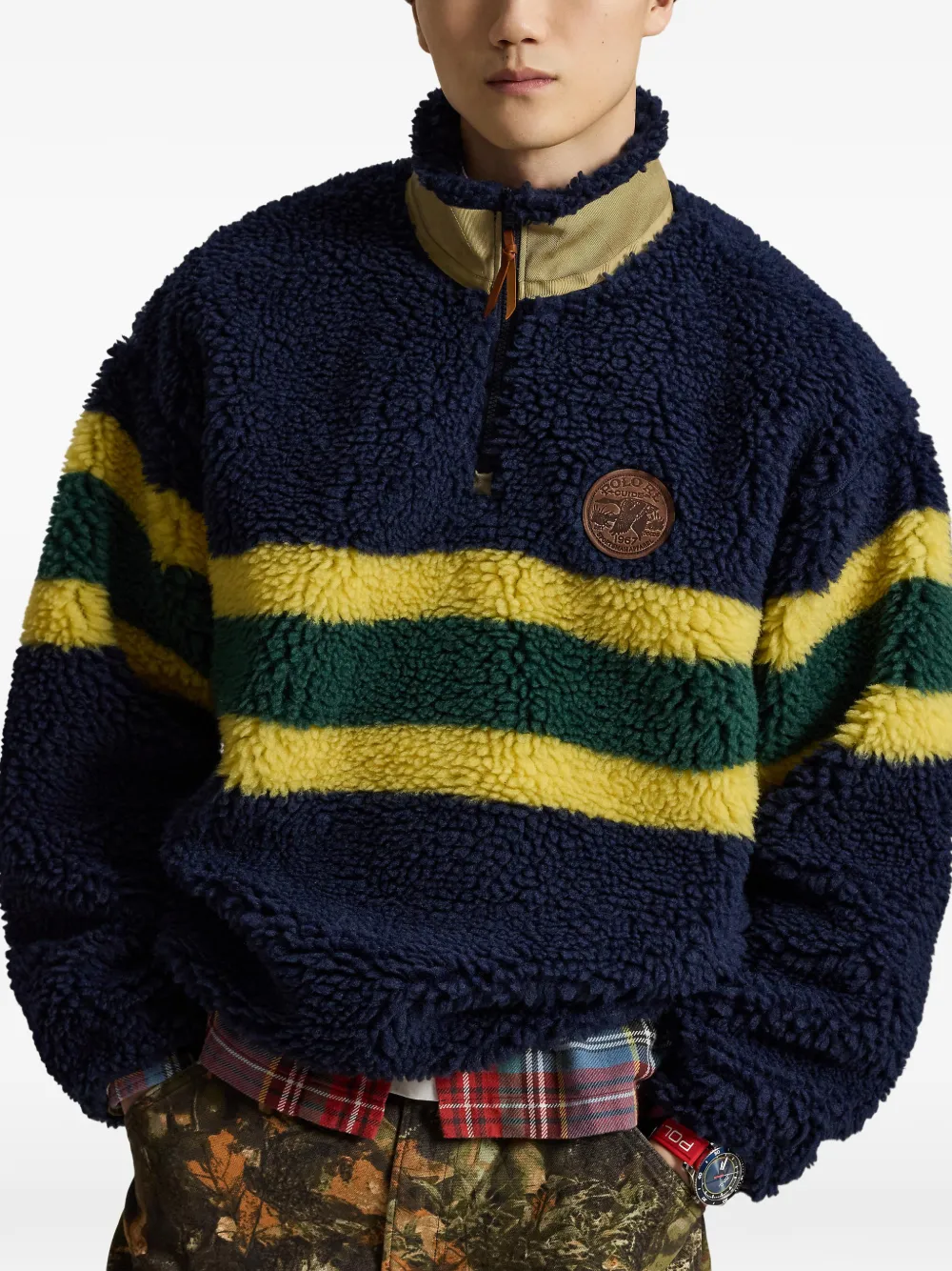 Polo Ralph Lauren Gestreepte fleece pullover Blauw