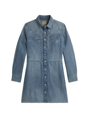 POLO RALPH LAUREN KIDS Polo Pony デニムワンピース | ブルー