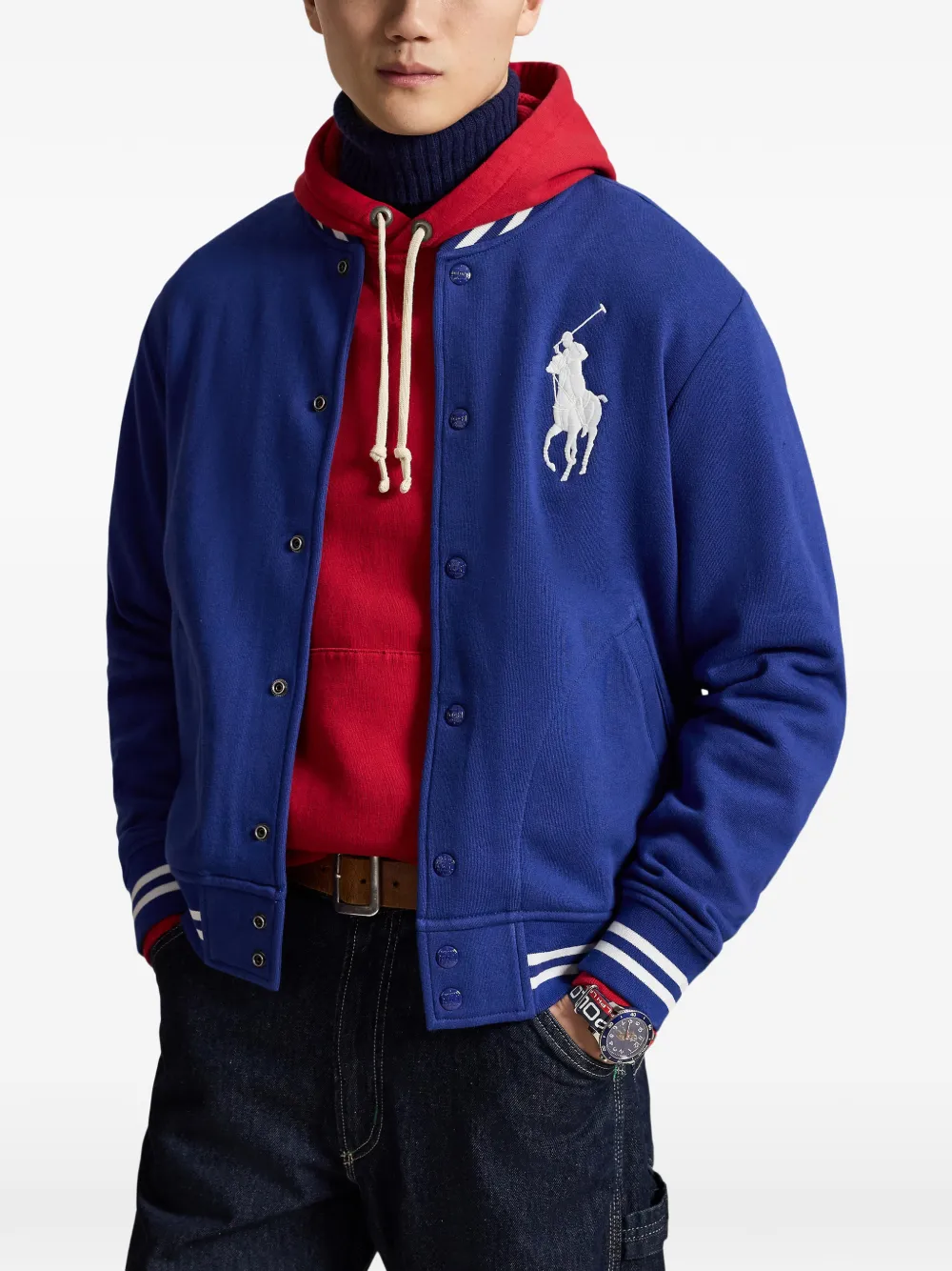 Polo Ralph Lauren Fleece honkbaljack Blauw