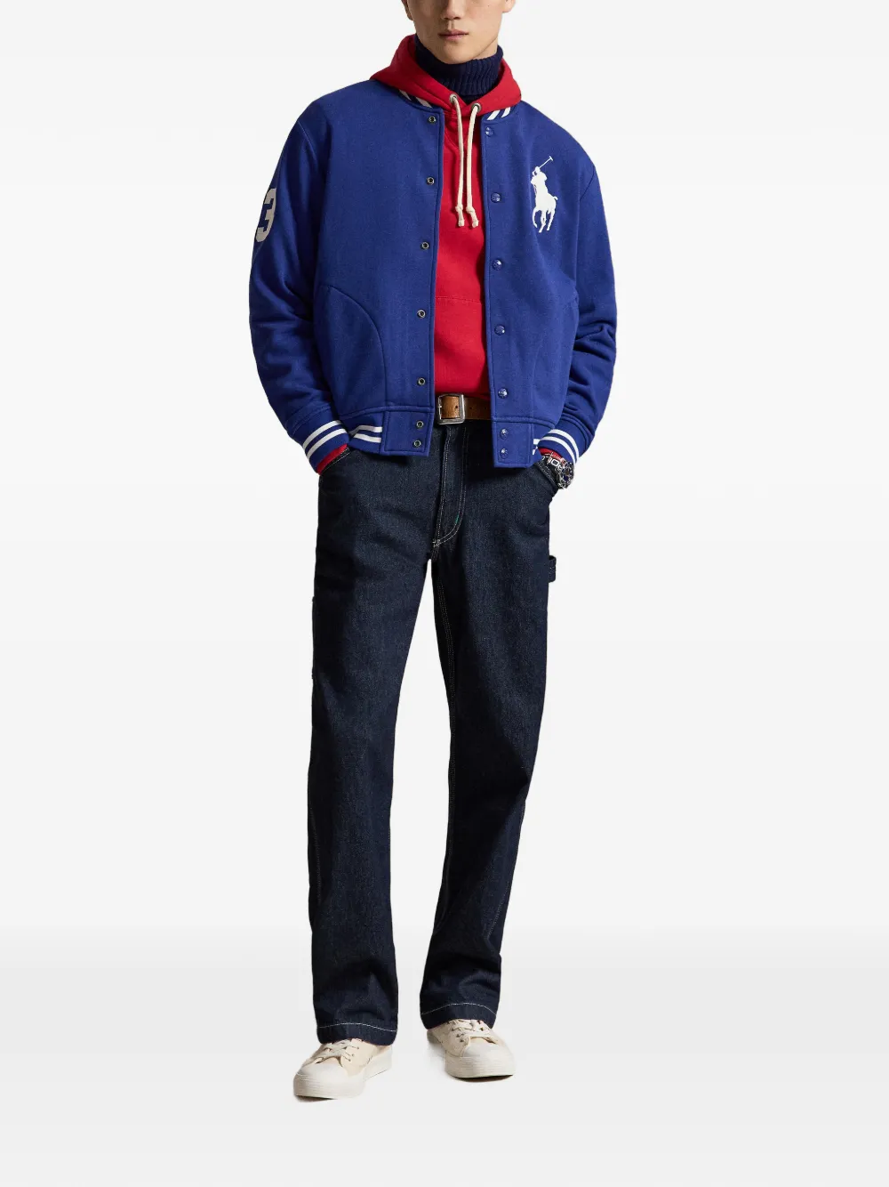 Polo Ralph Lauren Fleece honkbaljack Blauw