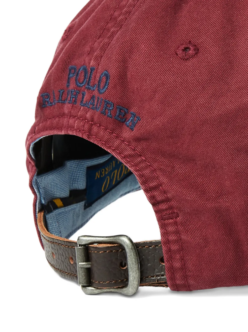 Polo Ralph Lauren Twill leren pet met borduurwerk Rood