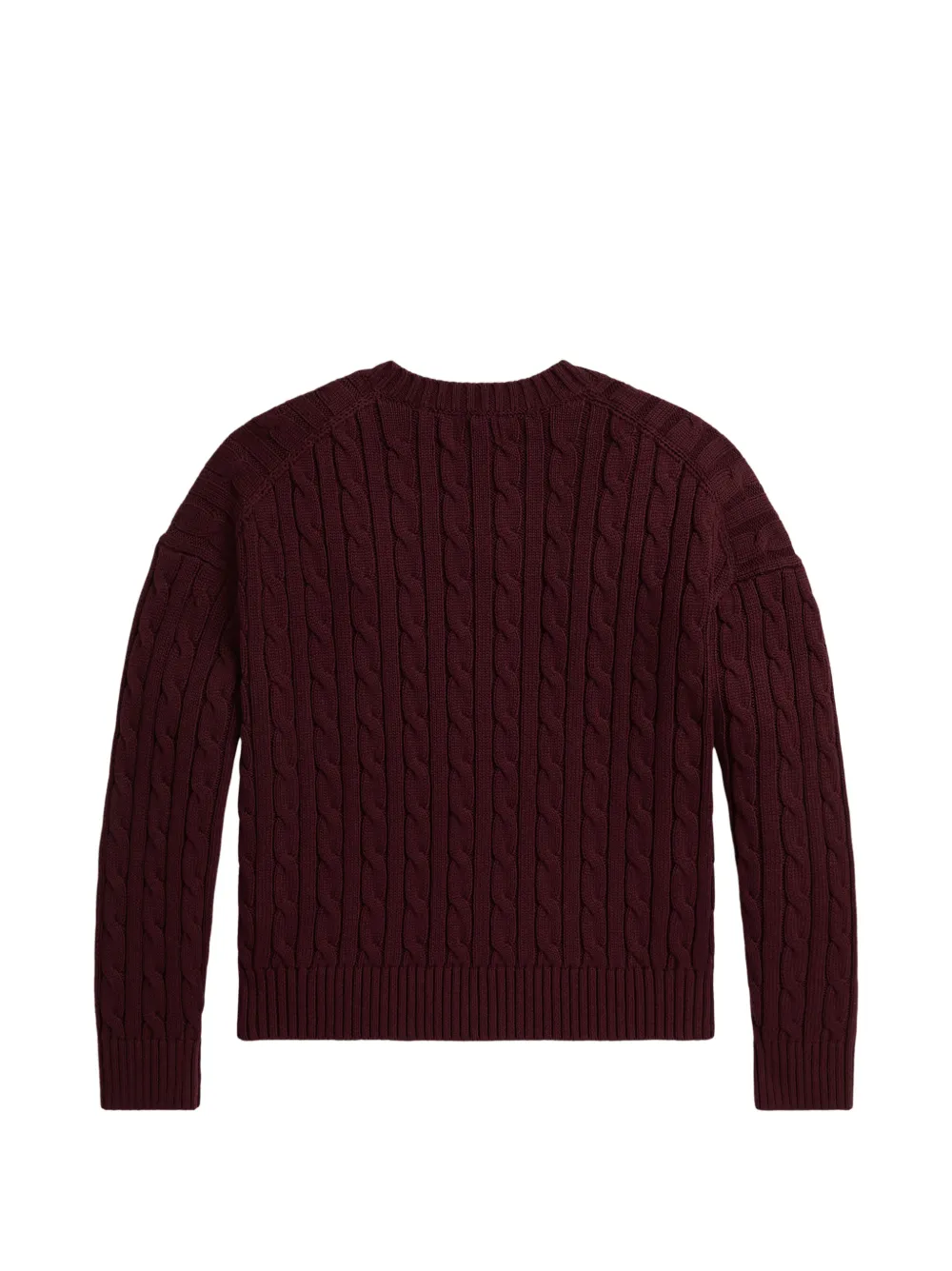 POLO RALPH LAUREN KIDS Kabelgebreide katoenen trui met V-hals Rood