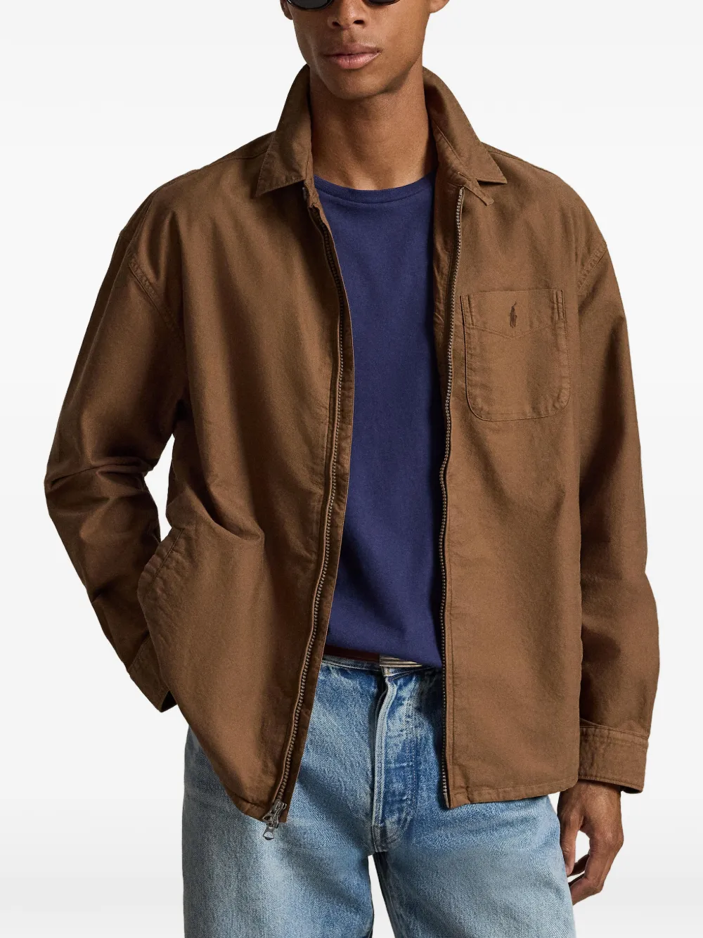 Polo Ralph Lauren Shirtjack met Pony-borduurwerk en rits Bruin