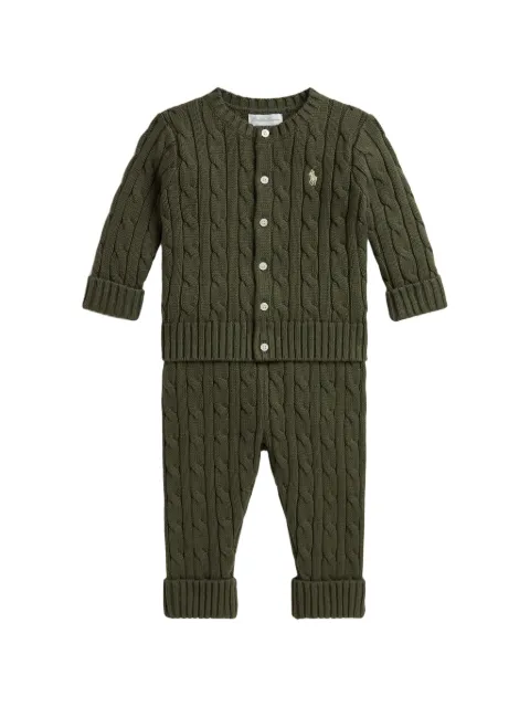 POLO RALPH LAUREN KIDS set de pantalones y cárdigan en tejido de ochos