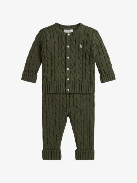 POLO RALPH LAUREN KIDS cable-knit cardigan and trousers set