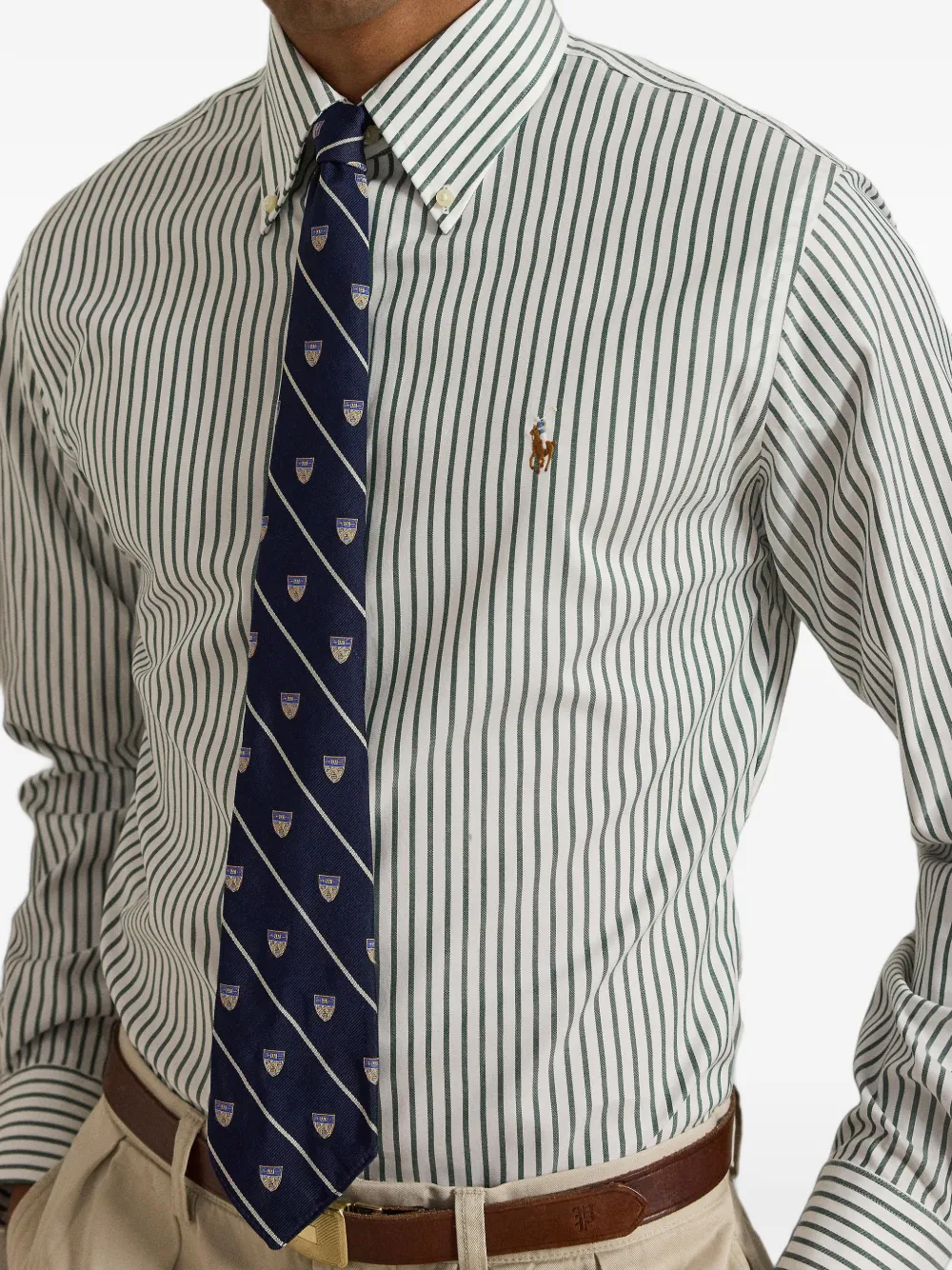 Polo Ralph Lauren Custom Fit gestreept Oxford overhemd Wit