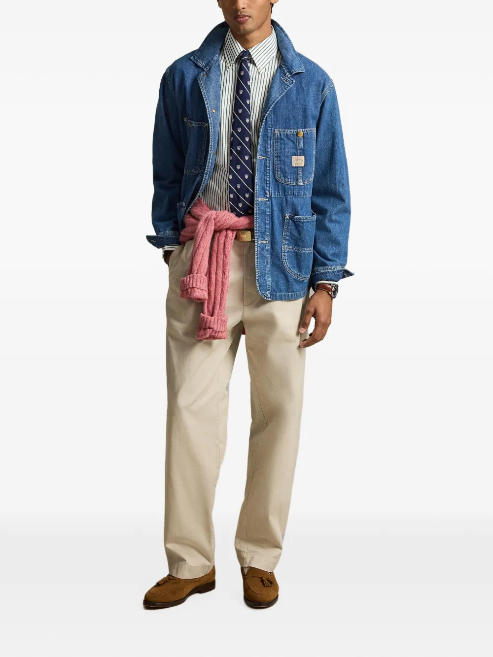 Polo Ralph Lauren Custom Fit gestreept Oxford overhemd Wit
