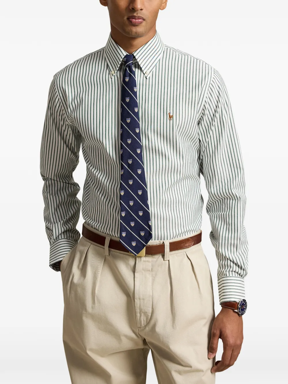 Polo Ralph Lauren Custom Fit striped pinpoint Oxford shirt - Bianco
