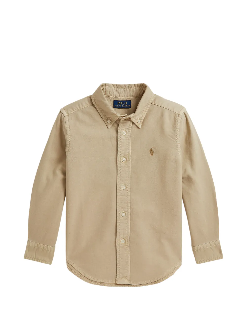 POLO RALPH LAUREN KIDS logo-detail cotton oxford shirt - Toni neutri