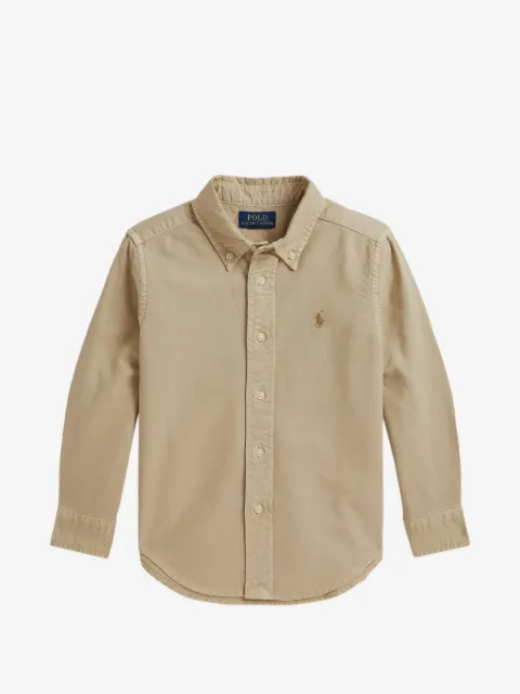 POLO RALPH LAUREN KIDS قميص أوكسفورد قطن بزينة شعار الماركة