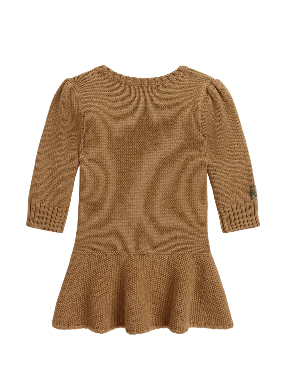 POLO RALPH LAUREN KIDS Polo Bear gebreide jurk met lange mouwen Bruin