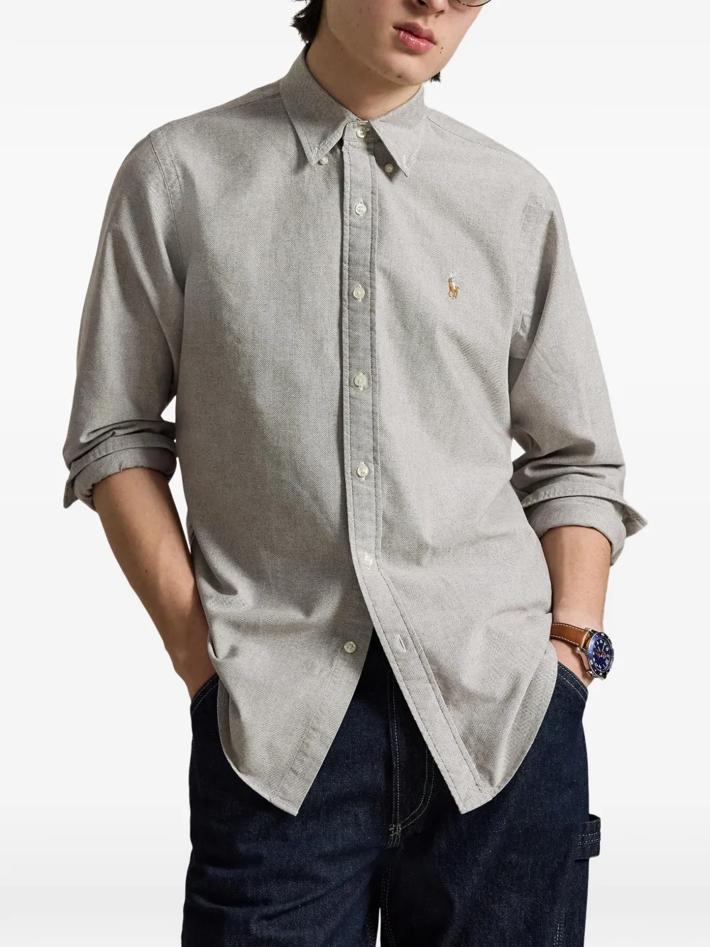 Polo Ralph Lauren Overhemd met geborduurd logo Grijs