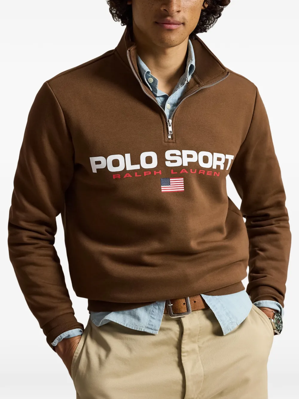 Polo Ralph Lauren Polo Sport sweater met rits Bruin