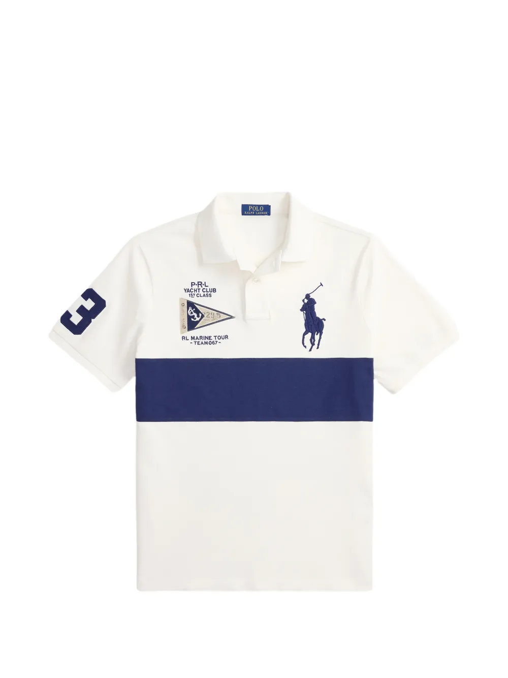 Polo Ralph Lauren Big-Pony Poloshirt mit Marine-Flagge - Weiß