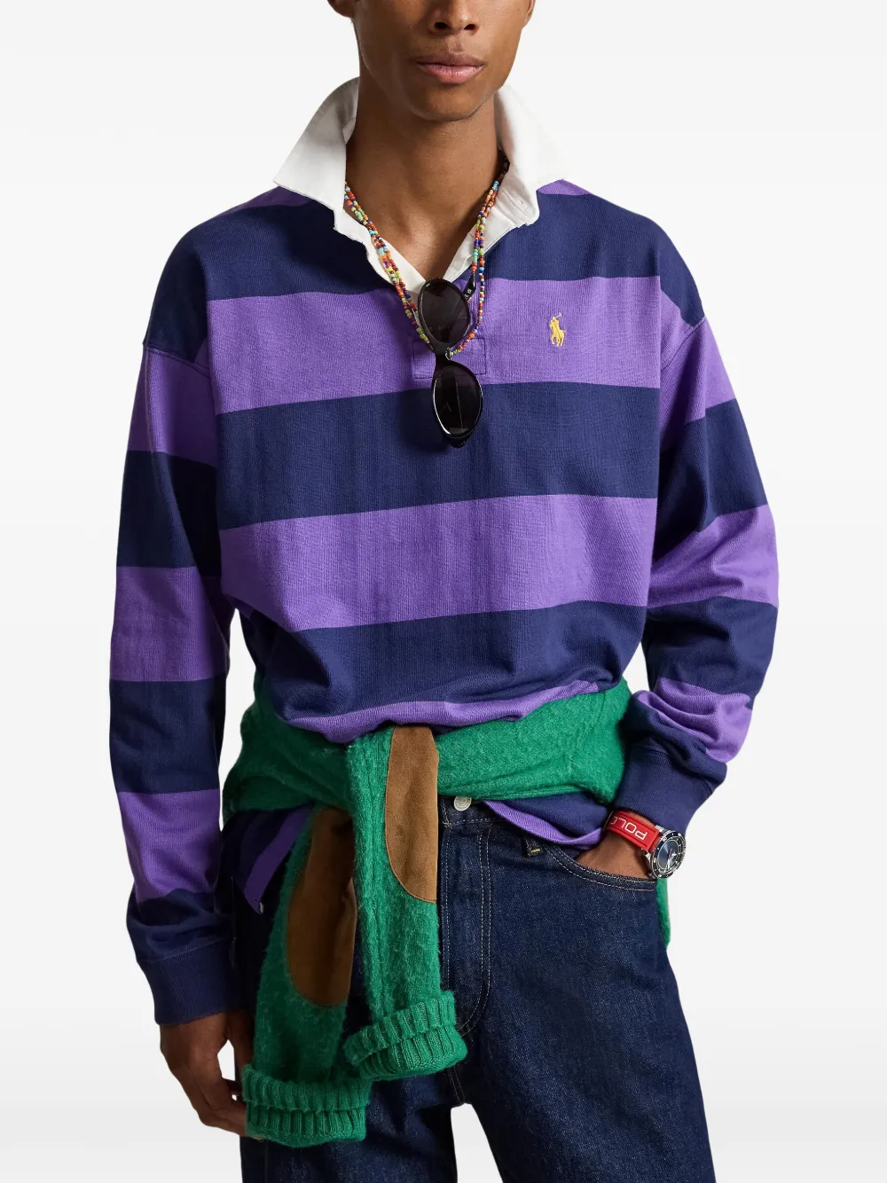 Polo Ralph Lauren Gestreept jersey rugbyshirt Paars