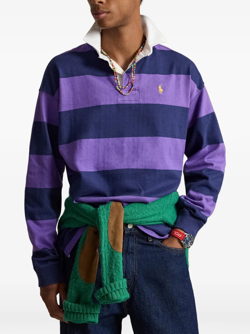 Polo Ralph Lauren Gestreept jersey rugbyshirt Paars