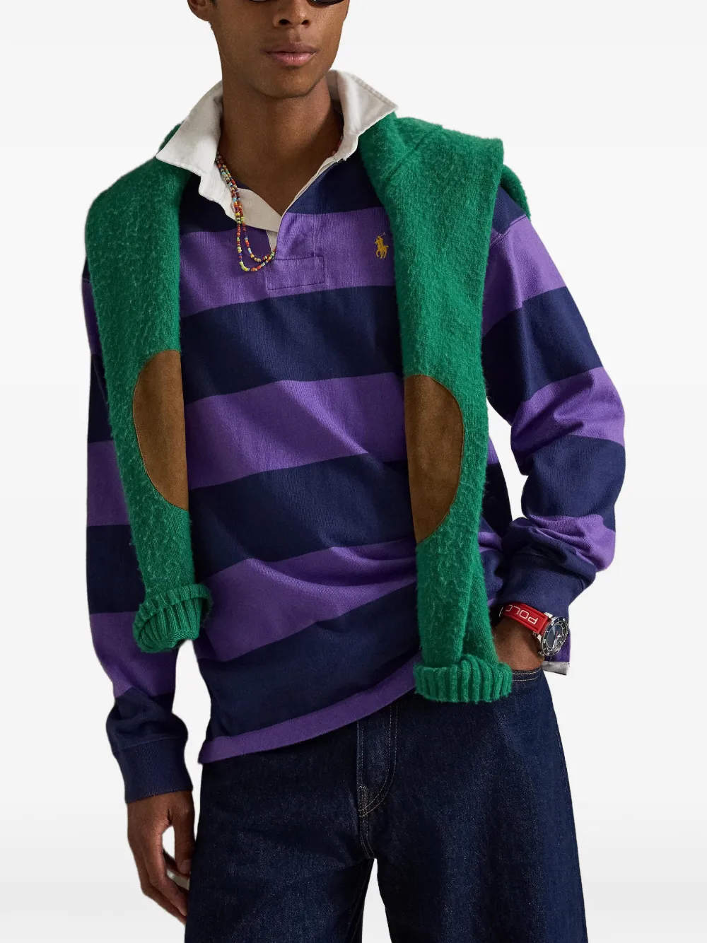 Polo Ralph Lauren Gestreept jersey rugbyshirt Paars