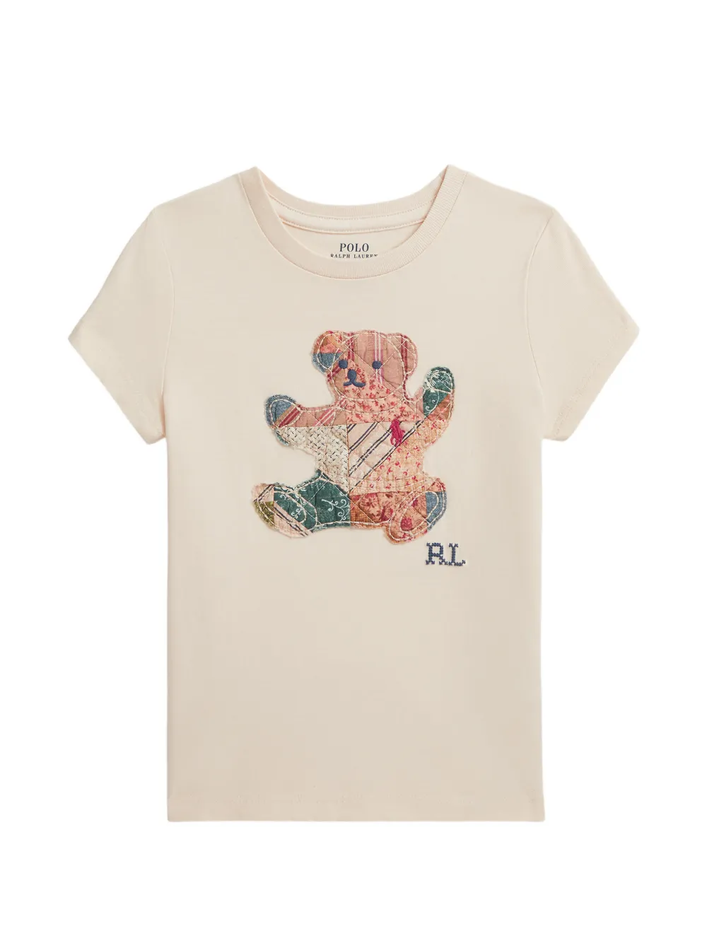 POLO RALPH LAUREN KIDS T-shirt Polo Bear con design patchwork - Toni neutri