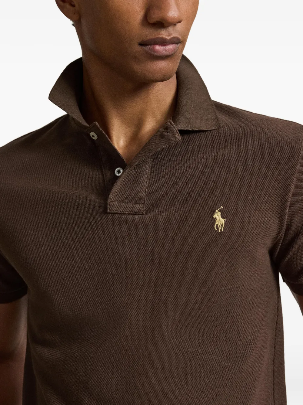 Polo Ralph Lauren Poloshirt met Pony-borduurwerk en mesh Bruin