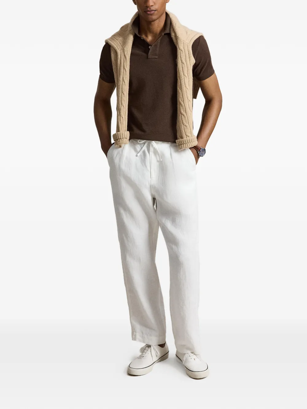 Polo Ralph Lauren Poloshirt met Pony-borduurwerk en mesh Bruin