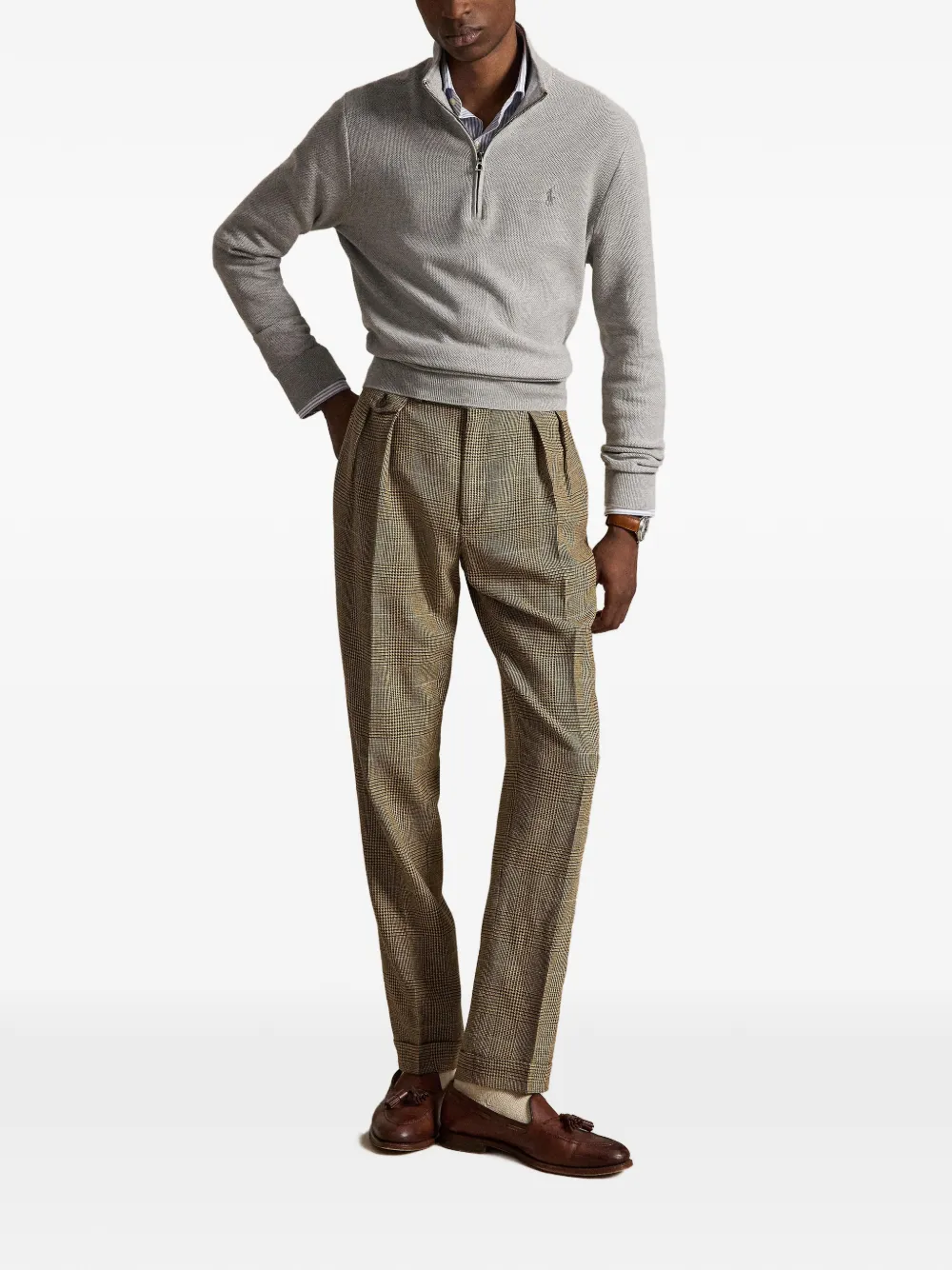 Polo Ralph Lauren Gebreide mesh trui en kwartrits Grijs