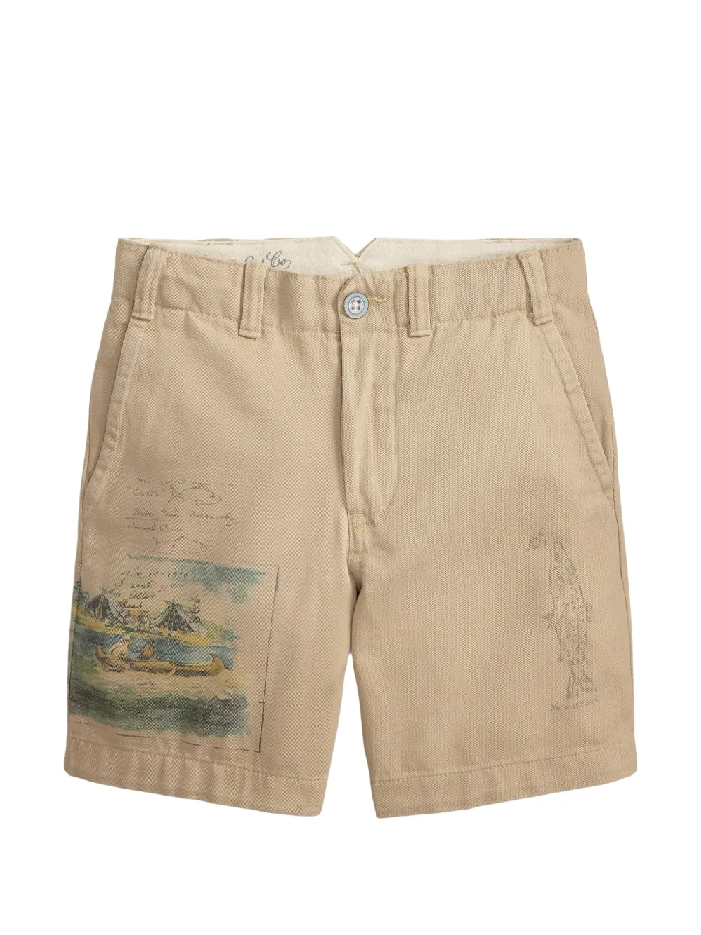 POLO RALPH LAUREN KIDS Salinger scenic-print chino shorts - Neutrals