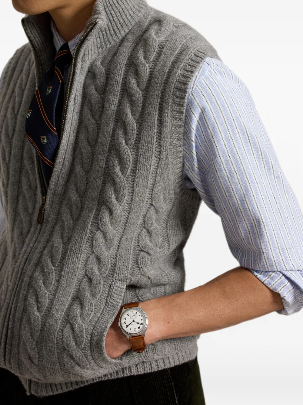 Polo Ralph Lauren Kabelgebreide top met rits Grijs