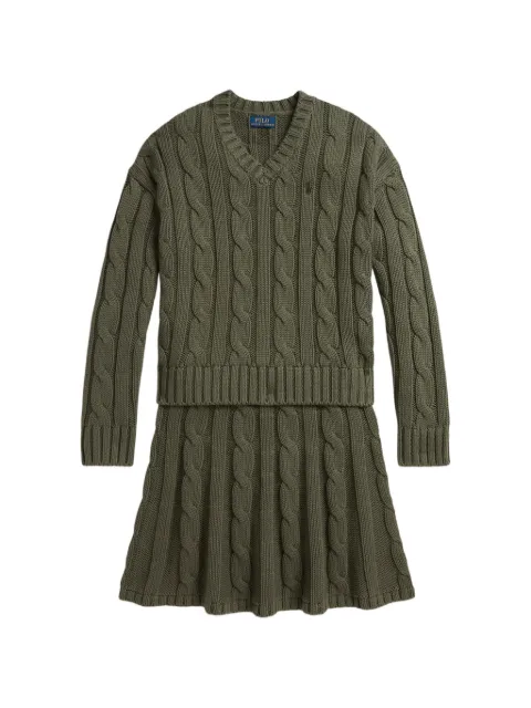 POLO RALPH LAUREN KIDS cable-knit cotton sweater and skirt set
