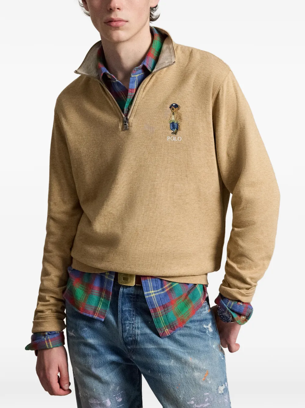 Polo Ralph Lauren Polo Bear dubbelgebreide jersey pullover Beige