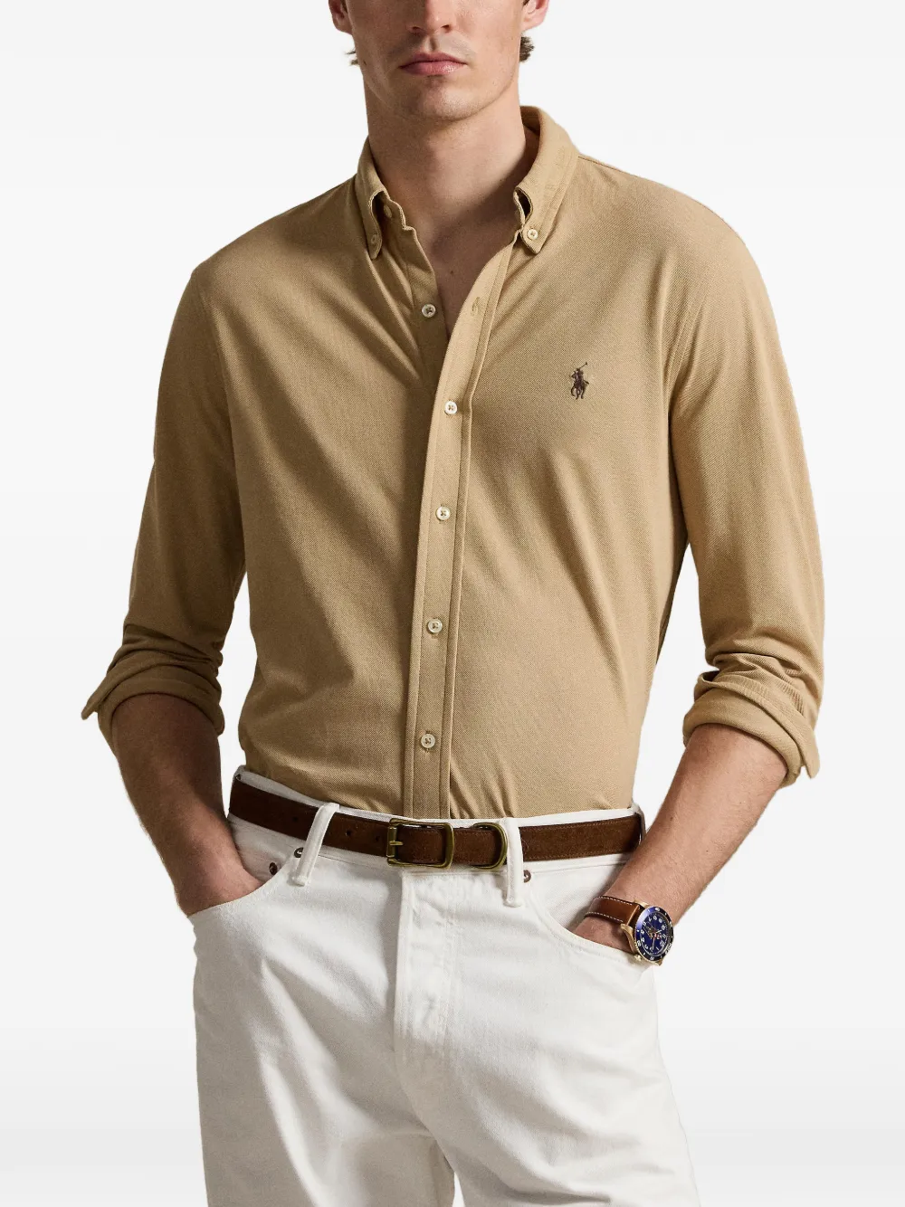 Polo Ralph Lauren Overhemd met borduurwerk Beige