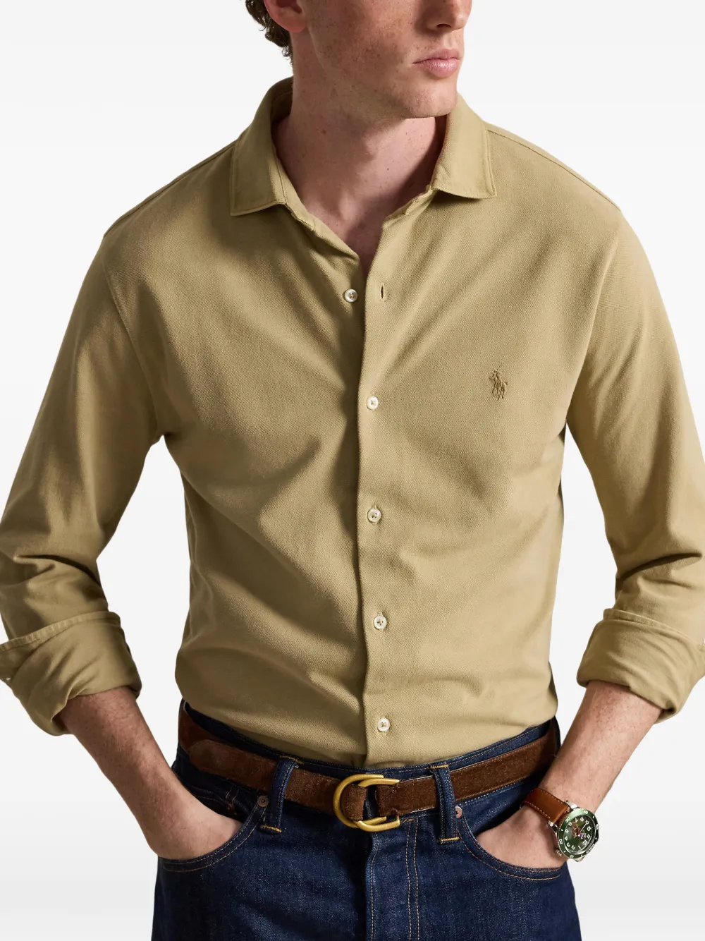 Polo Ralph Lauren Featherweight mesh overhemd Beige