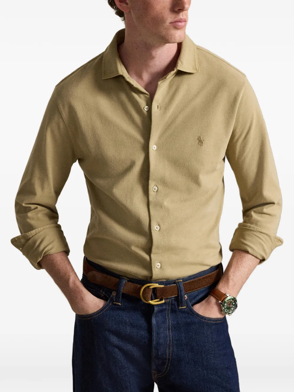 Polo Ralph Lauren Featherweight mesh overhemd Beige