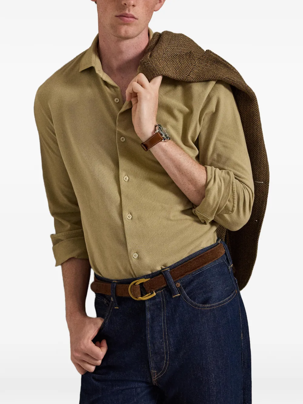 Polo Ralph Lauren Featherweight mesh overhemd Beige